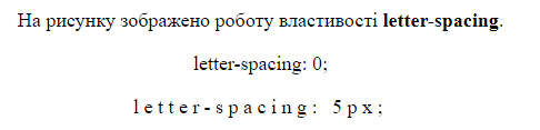 Властивість `letter-spacing`